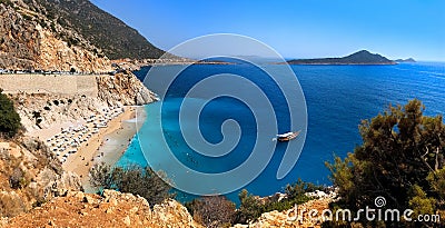 Panoramic landscape of Kaputas Beach in Kas, Kalkan, Antalya, Turkey. Lycian way. Summer and holiday concept Stock Photo