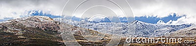 Panoramic Landscape of Snow Mountains. Australian Alps, Kosciuszko National Park, Australia Stock Photo