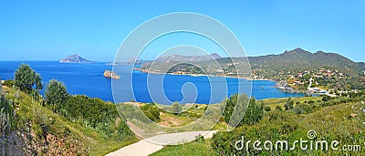 Panoramic landscape of Sounion Greece Stock Photo
