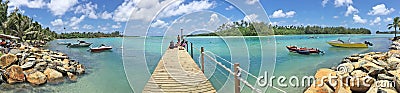 Panoramic landscape view of Avana Harbour in Rarotonga Cook Islands Editorial Stock Photo