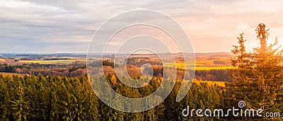 Panoramic landscape of Vysocina Mounstains, Czech Republic Stock Photo