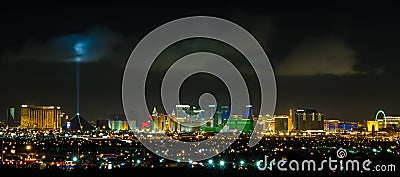 Panoramic Las Vegas Strip cityscape at night. Editorial Stock Photo