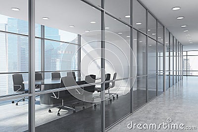 Panoramic meeting room side view Stock Photo