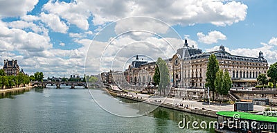 Panoramic of Musee d`Orsay and Seine river - Paris, France Editorial Stock Photo