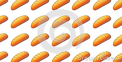 Panoramic pattern, Bread baguette bakery on a white background - Vector Vector Illustration