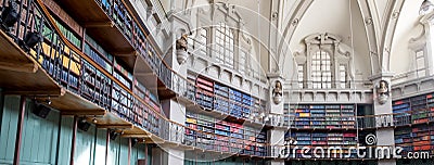 Panoramic photo of the interior of the historic Octagon Library at Queen Mary, University of London, Mile End UK. Editorial Stock Photo