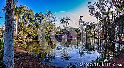 Panoramic photo of lake in municipal park in the city of Pocos de Caldas, Minas Gerais - Brazil Stock Photo