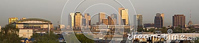 Panoramic Photo of Phoenix Arizona at Sunrise Stock Photo