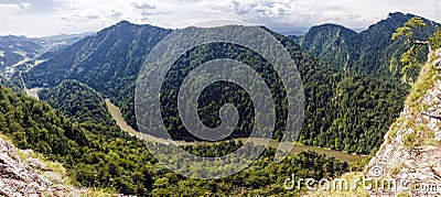 Panoramic photo of spectacular river canyon in Pieniny, Poland. Stock Photo