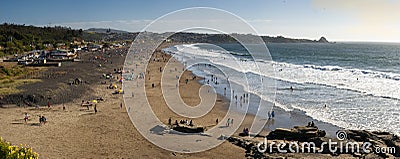 Playa Blanca, Lota. Chile.With vacationers. Stock Photo