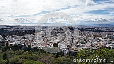 Panoramic photos of Athens at sunny day Stock Photo