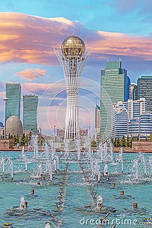 Panoramic picture of downtown Kazakhstan city Astana with its modern buildings during the day Editorial Stock Photo