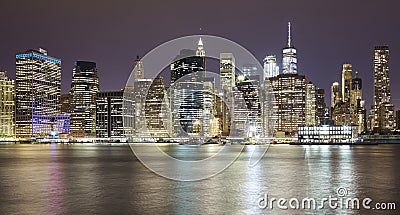 Panoramic picture of Manhattan at night, New York. Stock Photo