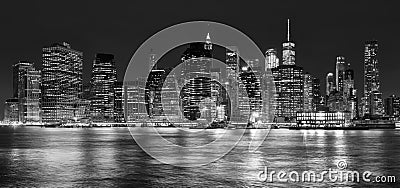 Panoramic picture of Manhattan at night, New York City, USA. Stock Photo