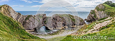 Panoramic picture of the Stair Hole, near Lulworth in Dorset, England Stock Photo