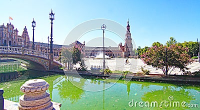 Panoramic of Plaza España or María Luisa Park square in Seville Stock Photo