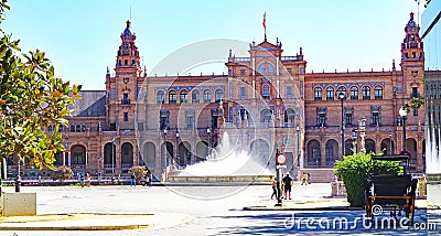 Panoramic of Plaza España square in Seville Stock Photo