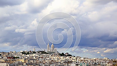 Panoramic rainy sky over Montmartre, in Paris Stock Photo