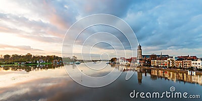 Panoramic river view of the Dutch historic city Deventer Stock Photo