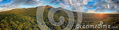 Panoramic shot of the beautiful famous Table Rock in South Carolina Stock Photo