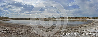 Panoramic shot of Lake Rayhan-ana, a salt lake. Stock Photo