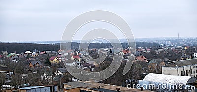 Panoramic shot of the private sector of the city of Vinnitsa in the spring. District Korea Stock Photo