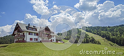 Panoramic shot of a ski resort in Ribnica, Pohorje region, Sloveina in summer Stock Photo