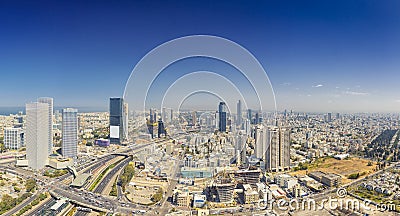 Panoramic Shot Of Tel Aviv And Ramat Gan Skyline Stock Photo