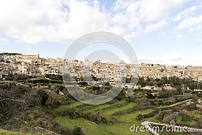 Panoramic Sights of Buscemi, Province of Syracuse, Sicily Stock Photo