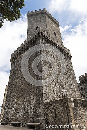 Panoramic Sights of Di Balio Towers Torri di Balio in Erice, Sicily, Italy. Stock Photo