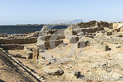 Panoramic Sights of The Southern Boundary of Tofet, Limite Meridionale del Tofet in Province of Trapani, Marsala, Italy. Stock Photo