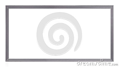 Panoramic silver frame for paintings, mirrors or photo isolated on white background Stock Photo