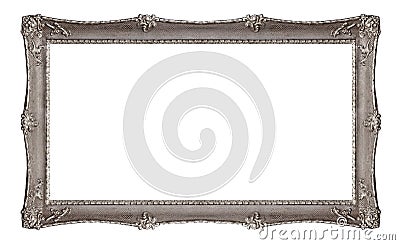 Panoramic silver frame for paintings, mirrors or photo Stock Photo