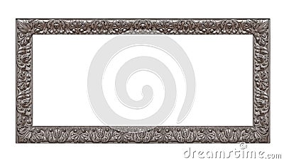 Panoramic silver frame for paintings, mirrors or photo Stock Photo