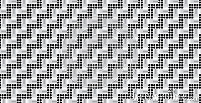 Panoramic silver metal wicker background, repeating perforated elements - Vector Vector Illustration