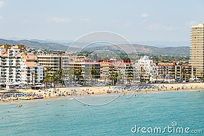 Panoramic Skyline View Of Peniscola City Beach Resort At Mediterranean Sea Editorial Stock Photo