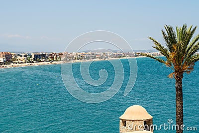 Panoramic Skyline View Of Peniscola City Beach Resort At Mediterranean Sea Editorial Stock Photo