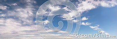 Panoramic soft wispy cloudy sky with blue sky Stock Photo