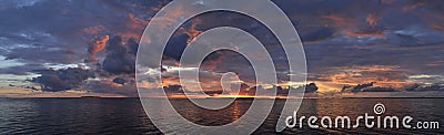 Panoramic Sunset over the Ocean Stock Photo