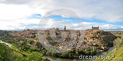 Panoramic of toledo day from the valley of the river Stock Photo