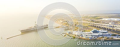 Panoramic top view North Beach waterfront in Corpus Christi, Tex Stock Photo