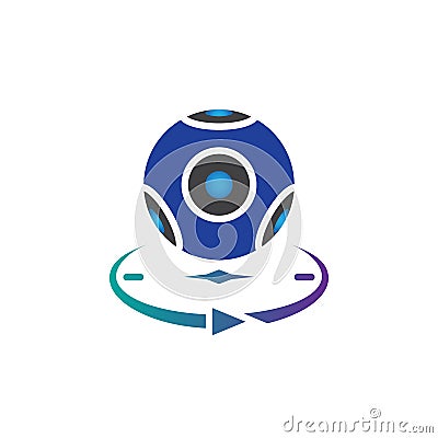 Panoramic video camera icon vector, virtual reality device solid logo illustration, pictogram isolated on white. Vector Illustration