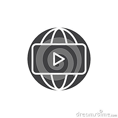 Panoramic video play button vector icon Vector Illustration