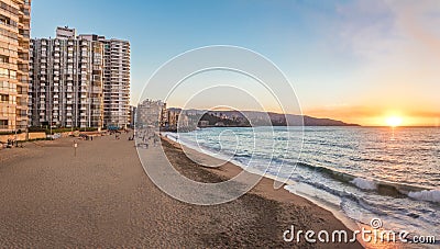 Panoramic view of Acapulco beach at sunset - Vina del Mar, Chile Stock Photo