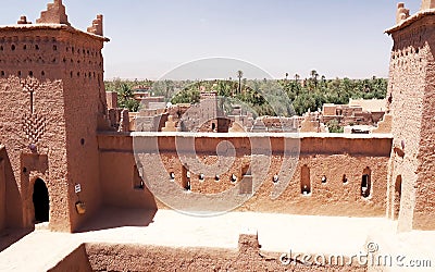 Panoramic view of Ait Benhaddou, a UNESCO world heritage site in Morocco. Kasbah, ksar. Stock Photo