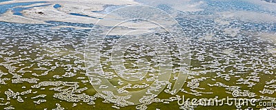Panoramic view of Alkali water in Owens lake , California Stock Photo