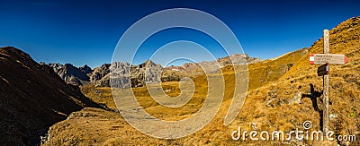 Panoramic view of Alpe Veglia and Alpe Devero Natural Park as seen from Poiala Pass surroundings Stock Photo