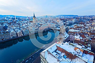 Panoramic view of amous Zurich city, Switzerland Stock Photo