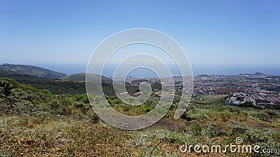 A panoramic view of Anaga moutains and Santa Cruz de Tenerife from San Roque viewing point Stock Photo