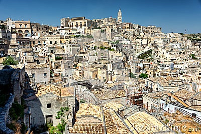 Panoramic view of the ancient town of Matera, Southern Italy Stock Photo